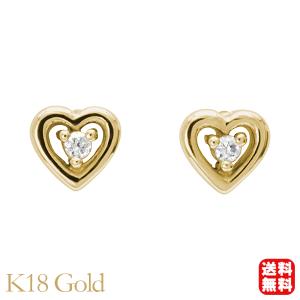 ピアス ハートピアス ダイヤモンド ダイヤ スタッドピアス 18金 k18