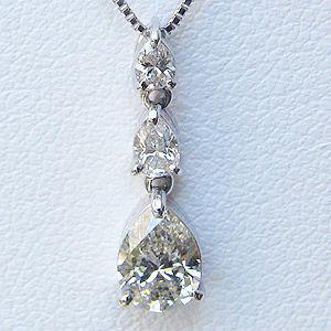 ダイヤモンド ネックレス k18 ホワイト ゴールド アシェイプ スリー