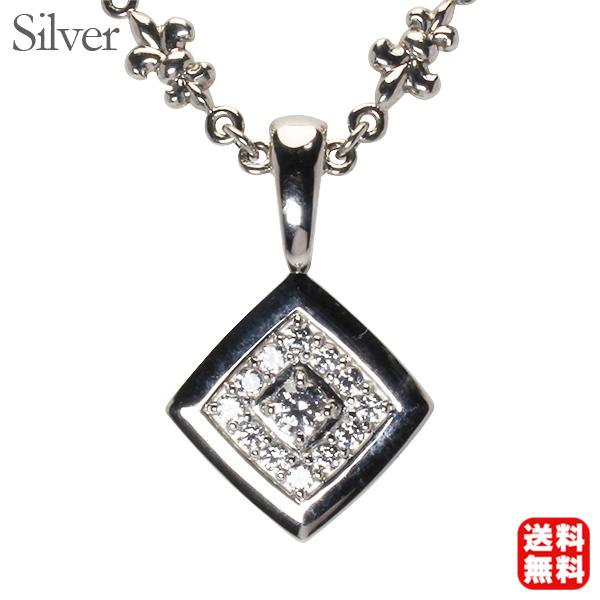 メンズ チェーン ネックレス 男性用 シルバー 全長50cm 百合の紋章 中折れ式留め金具 送料無料...