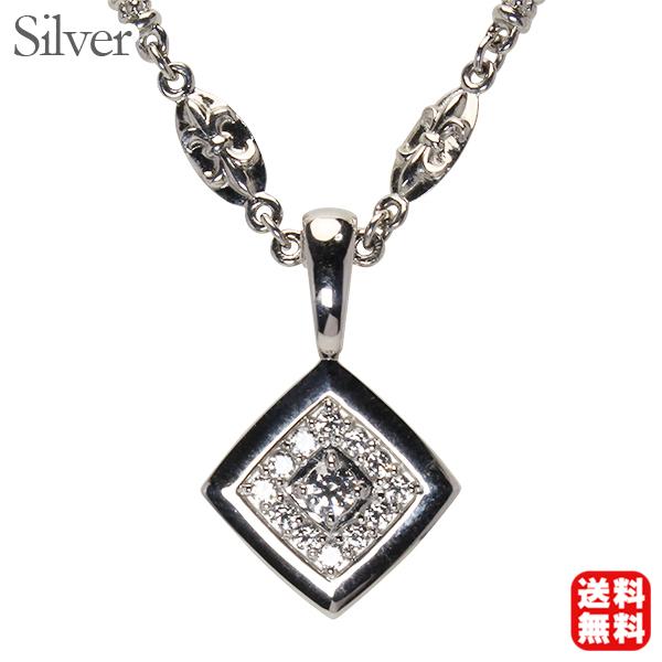 メンズ チェーン ネックレス 男性用 シルバー 全長50cm 百合の紋章 中折れ式留め金具 送料無料...
