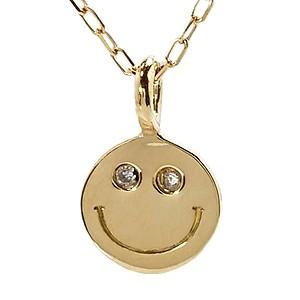 ダイヤモンド ゴールド k18 スマイル ネックレス ペンダント プチ  