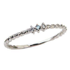 ブルーダイヤモンドリング 0.03ct K18 スリーストー...
