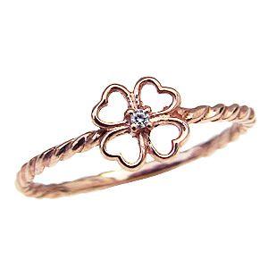 クローバー ダイヤモンドリング k18 ピンクゴールド 四つ葉の