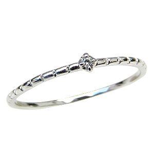 ダイヤモンドリング ピンキーリング 一粒ダイヤ リング k18 ゴールド