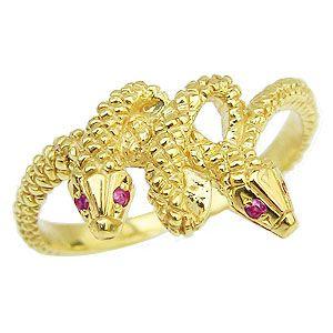 ヘビ リング ルビー スネーク 蛇 指輪 18k 18金 ゴールド レディース 