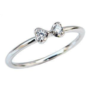 ダイヤモンドリング ピンキーリング リボンモチーフ ダイヤモンド指輪