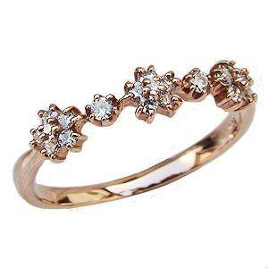 ダイヤモンドリング ダイヤ フラワー 花 指輪 ピンクゴールド k18