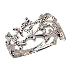 リーフモチーフ リング 地金ジュエリー 指輪 k10 ホワイトゴールド 葉