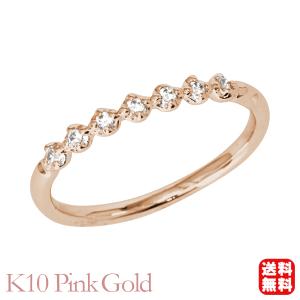 ダイヤモンド リング V字 指輪 ダイヤリング k10 10k 10金 ピンク