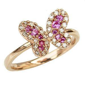 オイルペイント ダイヤモンド ピンキーリング ピンクサファイア リング