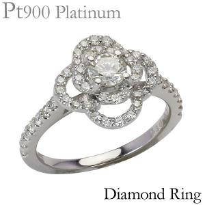 ダイヤモンド リング pt900 プラチナ 0.17ct 指輪 フラワーモチーフ