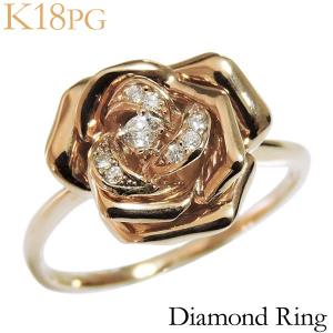 ダイヤモンド リング k18 イエローゴールド 0.07ct 指輪 薔薇 フラワー