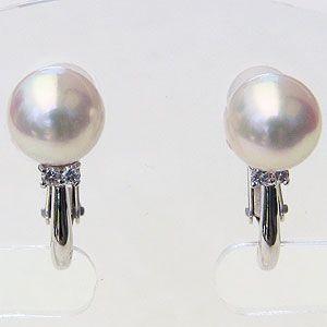 あこや本真珠 イヤリング 7-7.5mm k18 ダイヤモンド ピンクホワイト系  