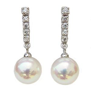 真珠 パール イヤリング あこや本真珠 8.5mm k18 ゴールド 送料無料