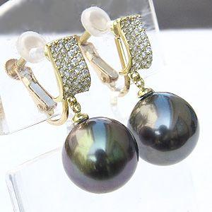 真珠 パール イヤリング タヒチ黒蝶真珠 ブラ...の詳細画像2