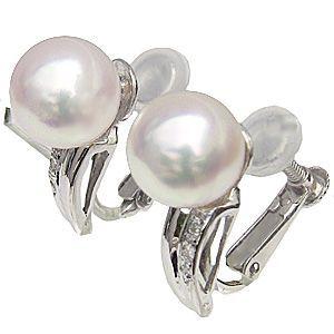 イヤあこや真珠パール pt900 プラチナイヤリング ダイヤモンド 送料