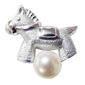 馬 ブローチ 午 ウマ 干支 ホース パール 真珠 ピンズ ラペルピン ピン