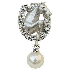 馬 ブローチ 午 ウマ 干支 ホース パール 真珠 ピンズ ラペルピン ピン