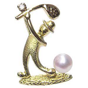 ラペルピン メンズ 男性用 ゴルフ パール ブローチ パールブローチ 本