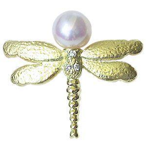 パール ブローチ パールブローチ 本真珠 k18 ゴールド ピンブローチ