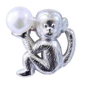 K18南洋パール　サル　サファイア　ピンブローチ　ネクタイピン　ピンズ K18南洋パール サル サファイア ピンブローチ ネクタイピン ピンズ