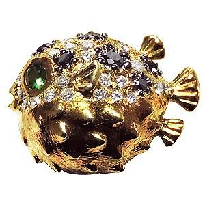 ブローチ ふぐ メンズ 男性用 フグ ピンズ 河豚 ラペルピン