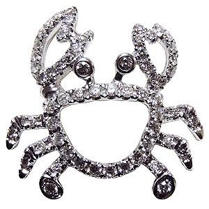 ブローチ カニ メンズ 男性用 かに ピンズ 蟹 ラペルピン ダイヤモンド