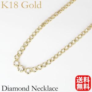 ネックレス テニスネックレス ダイヤモンド ダイヤ k18 18k 18金 イエローゴールド メンズ 4月誕生石 送料無料 プレゼント ギフト ご褒美 自分買い pu｜shinjunomori