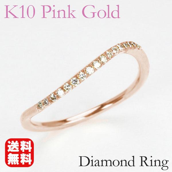 ピンクゴールド 指輪 ピンキーリング ダイヤモンド メンズ k10 10k 10金 ダイヤ 婚約指輪...