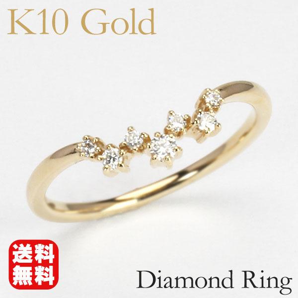 イエローゴールド 指輪 ダイヤモンド リング メンズ k10 10金 ダイヤ 送料無料 ジュエリー ...