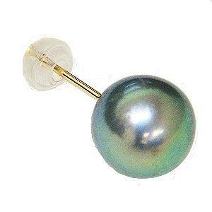 メンズ片耳 ピアス パール あこや真珠 グリーン系 18金 18k k18 ゴールド 送料無料 普段...