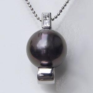 メンズジュエリー 真珠パール ネックレスペンダント 黒真珠 k18