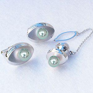 ネクタイピン タイタック カフス タイピン ホワイトゴールド 真珠