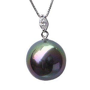 黒真珠 ブラックパール ペンダント ネックレス タヒチ黒蝶真珠 11mm