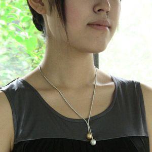 真珠 パール ネックレス 南洋白蝶真珠 ダイヤ...の詳細画像1