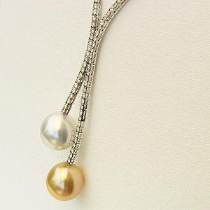 真珠 パール ネックレス 南洋白蝶真珠 ダイヤ...の詳細画像2