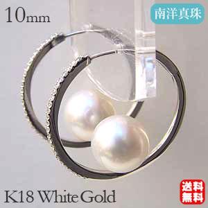 パール ピアス 18金 18k 普段使い 2連フック ぶら下がり ゆれる 揺れる