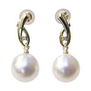 パール ピアス 18金 18k 普段使い フープ 南洋白蝶真珠 10mm k18