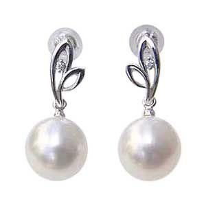 パール ピアス 18金 18k 真珠 南洋白蝶真珠 ゴールド系 直径10mm