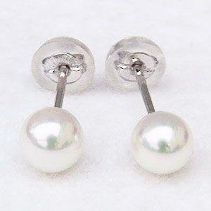 あこや真珠 ピアス あこやパールピアス ホワイト系 アコヤパール パールフープピアス あこや真珠 7.5mm K14ホワイトゴールド
