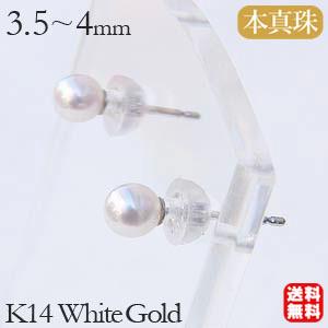 アコヤ本真珠 パール イヤリング ホワイトピンク系 7.5mm-8mm K14