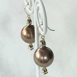 パール ピアス 18金 18k タヒチ黒蝶真珠...の詳細画像1