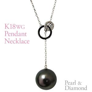 黒蝶真珠　ホワイトゴールド　ブラックスピネル　天然石　ネックレス　ペンダント ブラックパール ダイヤモンド ホワイトゴールド ペンダント