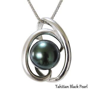 黒真珠 ブラックパール ペンダント ネックレス タヒチ黒蝶真珠 11mm