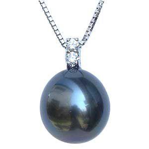 タヒチ黒蝶真珠 ペンダントネックレス ダイヤモン...の商品画像