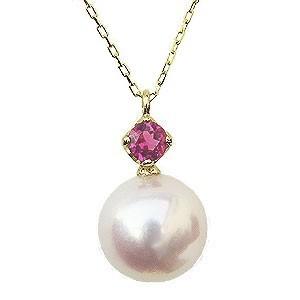 K18 本真珠,天然石ルビーペンダントトップ