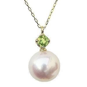 真珠 ネックレス ペリドット あこや本真珠 8mm パール k18