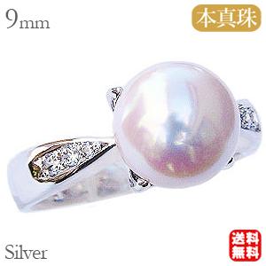パール リング カジュアル ハーフエタニティ 真珠リング 指輪 ベビー