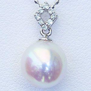 Pt 本真珠ペンダントトップ・ダイヤモンド 真珠 ペンダントトップ パール あこや本真珠 ダイヤモンド 7mm k18