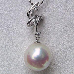 真珠 ペンダントトップ パール あこや本真珠 ダイヤモンド 7mm k18